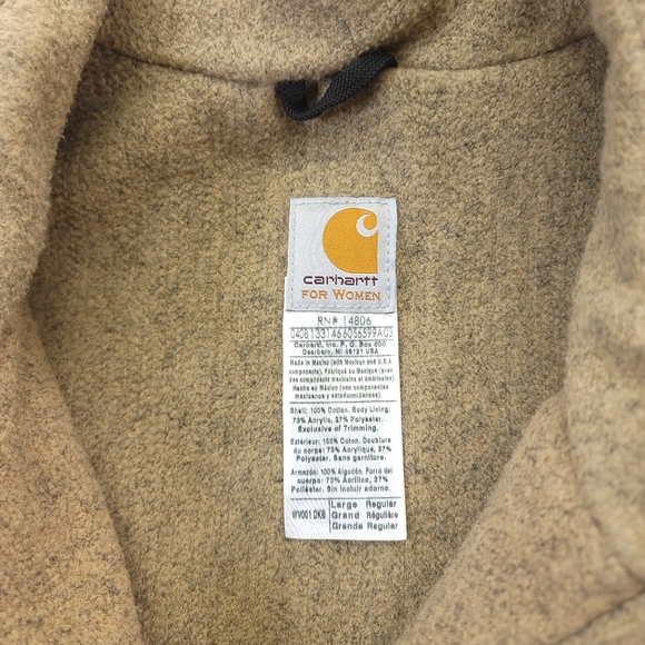 Carhartt Womens Brown Sherpa Lined Canvas Duck Vest WV001 DKB Workwear Size L - Picture 3 of 5